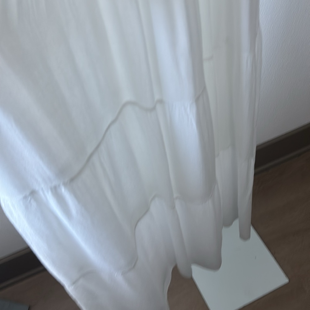 Tiered Dress SZ M White Maxi Beachy Smocked Ruffle Cottagecore Resort Fairycore - Picture 10 of 16